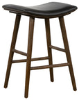 Distressed Black Faux Leather with Warm Parawood (Counter Height) | Union Bar/Counter Stool | Valley Ridge Furniture