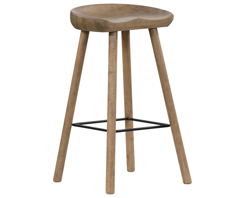 Natural Matte Parawood with Matte Black Iron (Bar Height) | Barrett Bar/Counter Stool | Valley Ridge Furniture