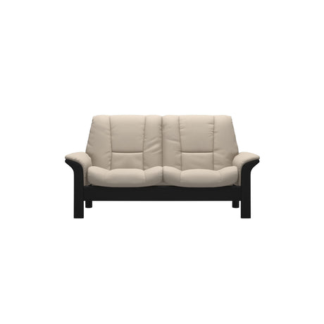 Stressless Buckingham Low Back 2-Seater Sofa in Paloma Fog, Black, front view