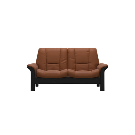 Stressless Buckingham Low Back 2-Seater Sofa in Paloma New Cognac, Black, front view