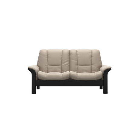 Stressless Buckingham Low Back 2-Seater Sofa in Paloma Mushroom, Black, front view