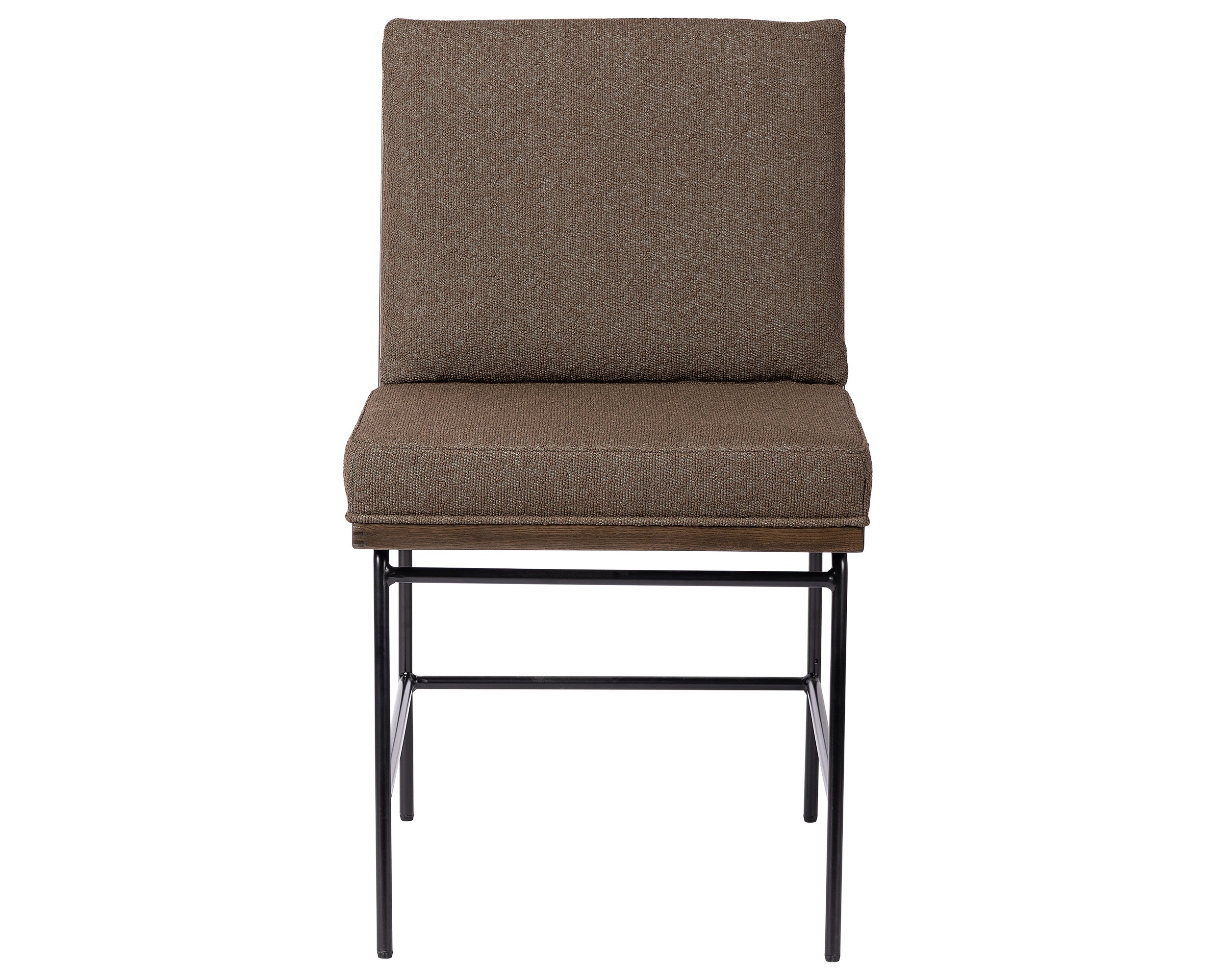 Fiqa Boucle Cocoa Fabric and Sienna Brown Ash with Midnight Iron | Crete Dining Chair | Valley Ridge Furniture