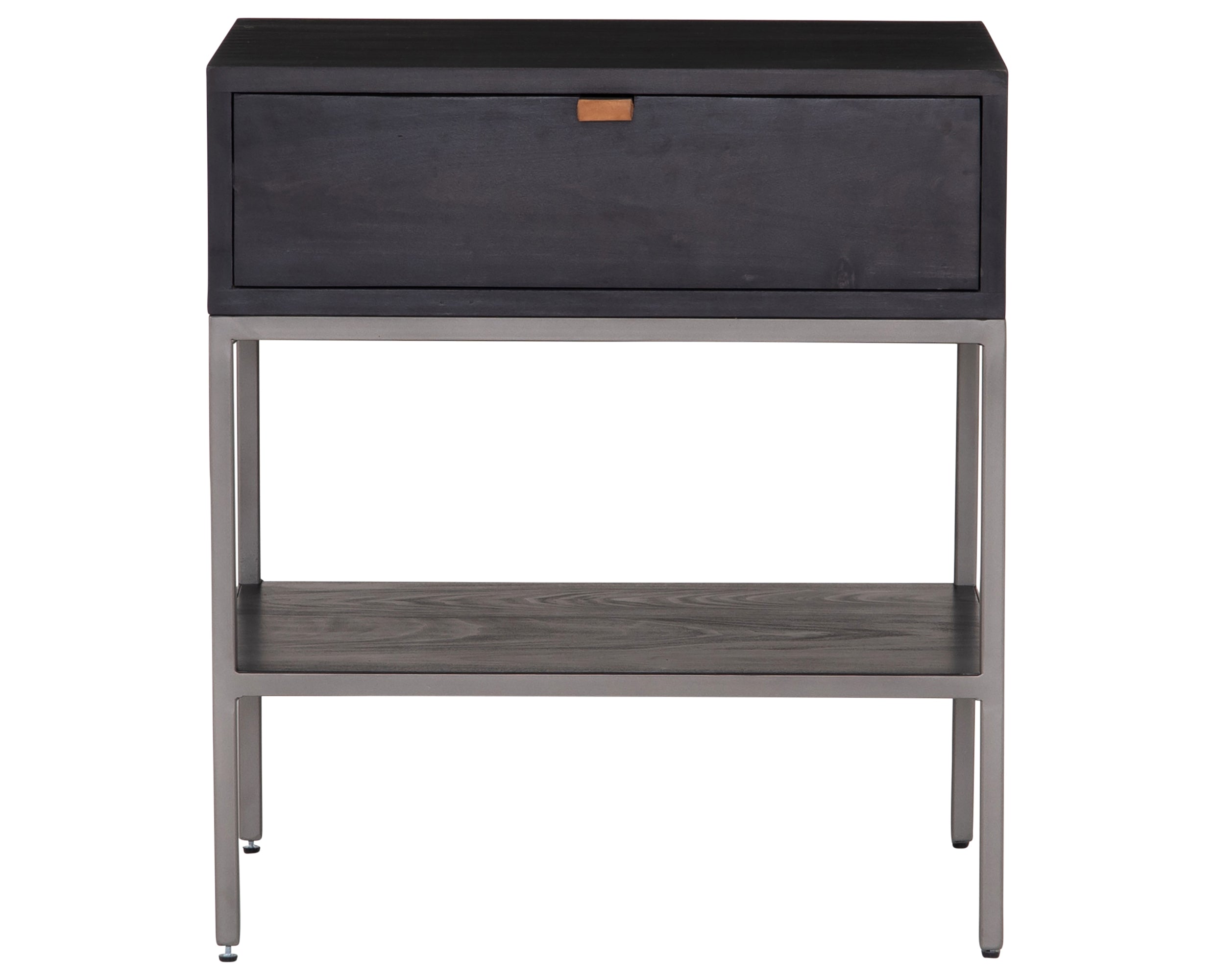 Black Wash Poplar with Natural Iron &amp; Toffee Leather | Trey Nightstand | Valley Ridge Furniture