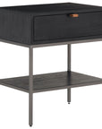Black Wash Poplar with Natural Iron & Toffee Leather | Trey Nightstand | Valley Ridge Furniture