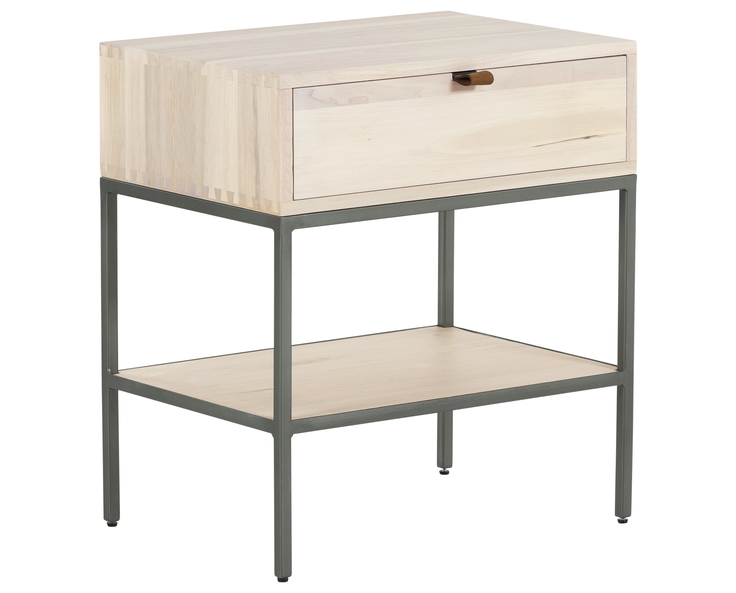 Dove Poplar with Natural Iron & Toffee Leather | Trey Nightstand | Valley Ridge Furniture