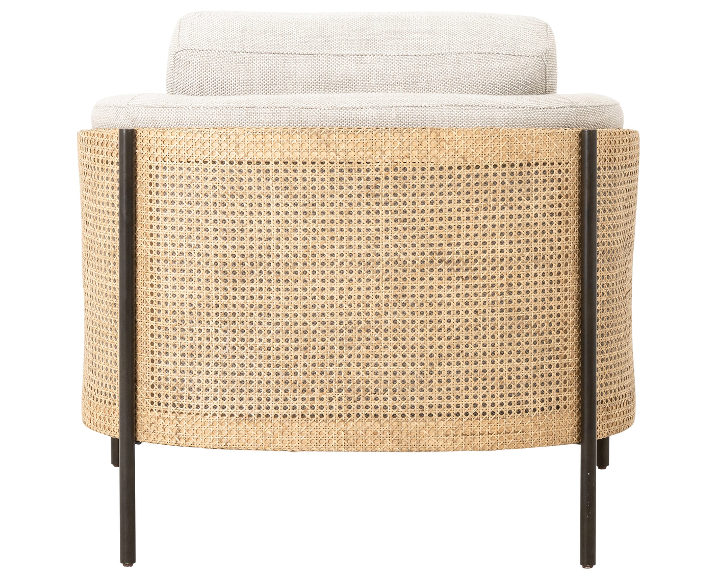 Gable Taupe Fabric & Natural Cane Rattan with Gunmetal Iron | Jayda Chair | Valley Ridge Furniture