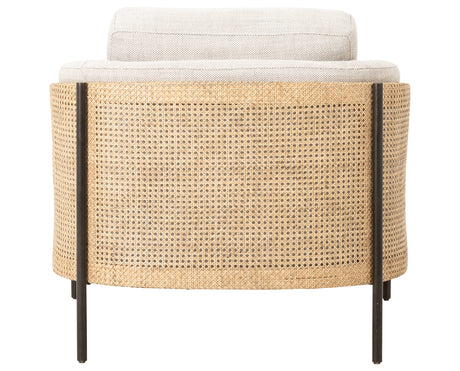 Gable Taupe Fabric & Natural Cane Rattan with Gunmetal Iron | Jayda Chair | Valley Ridge Furniture
