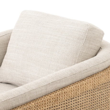 Gable Taupe Fabric & Natural Cane Rattan with Gunmetal Iron | Jayda Chair | Valley Ridge Furniture