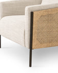Gable Taupe Fabric & Natural Cane Rattan with Gunmetal Iron | Jayda Chair | Valley Ridge Furniture