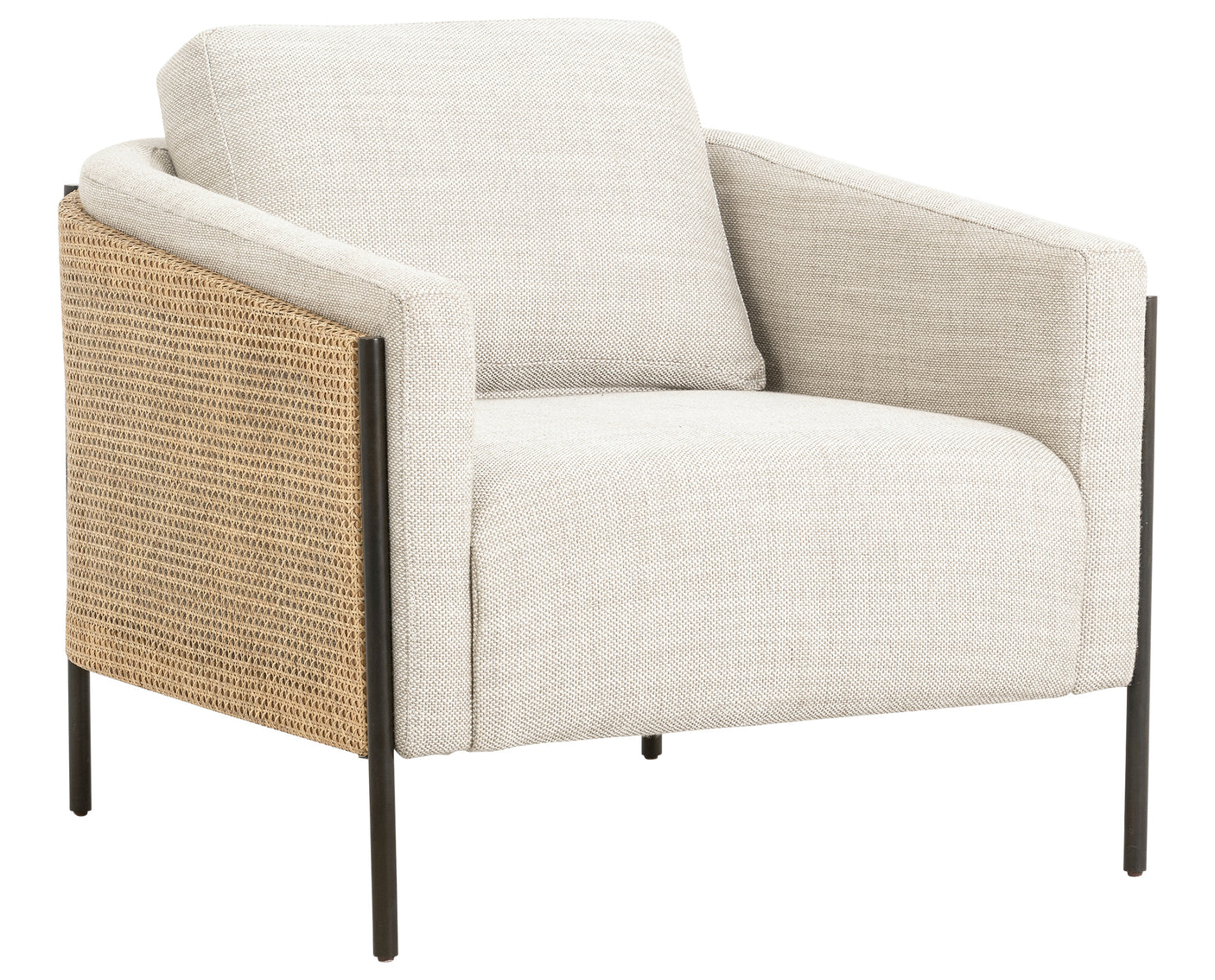 Gable Taupe Fabric & Natural Cane Rattan with Gunmetal Iron | Jayda Chair | Valley Ridge Furniture