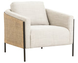 Gable Taupe Fabric & Natural Cane Rattan with Gunmetal Iron | Jayda Chair | Valley Ridge Furniture