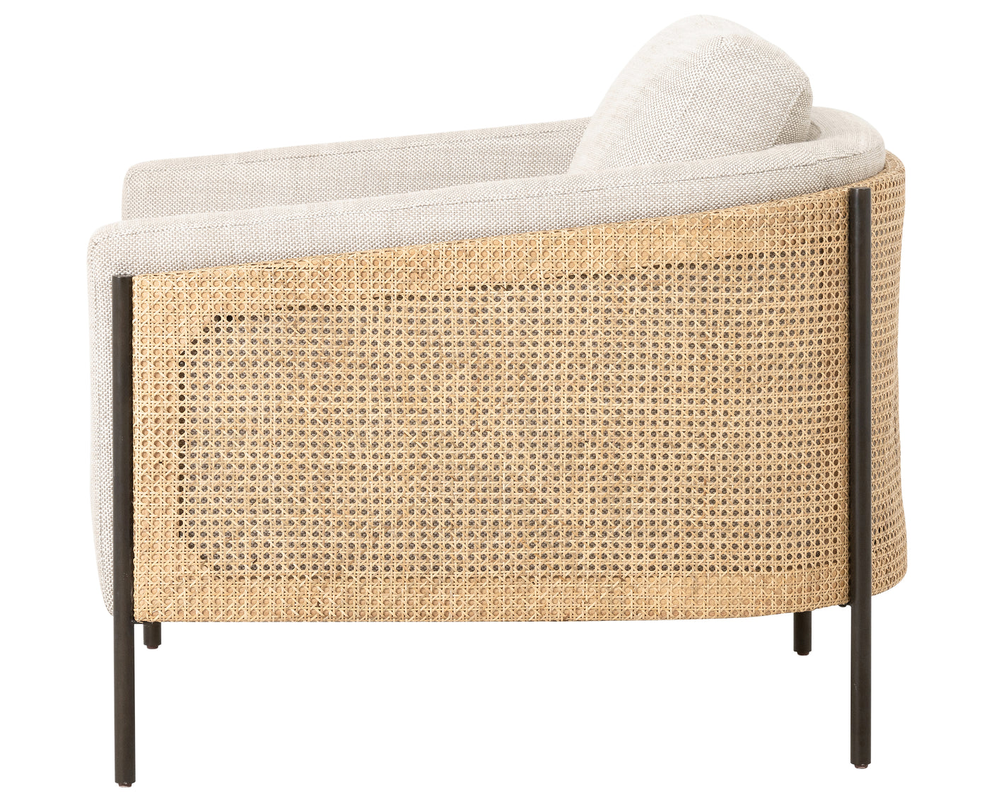 Gable Taupe Fabric & Natural Cane Rattan with Gunmetal Iron | Jayda Chair | Valley Ridge Furniture