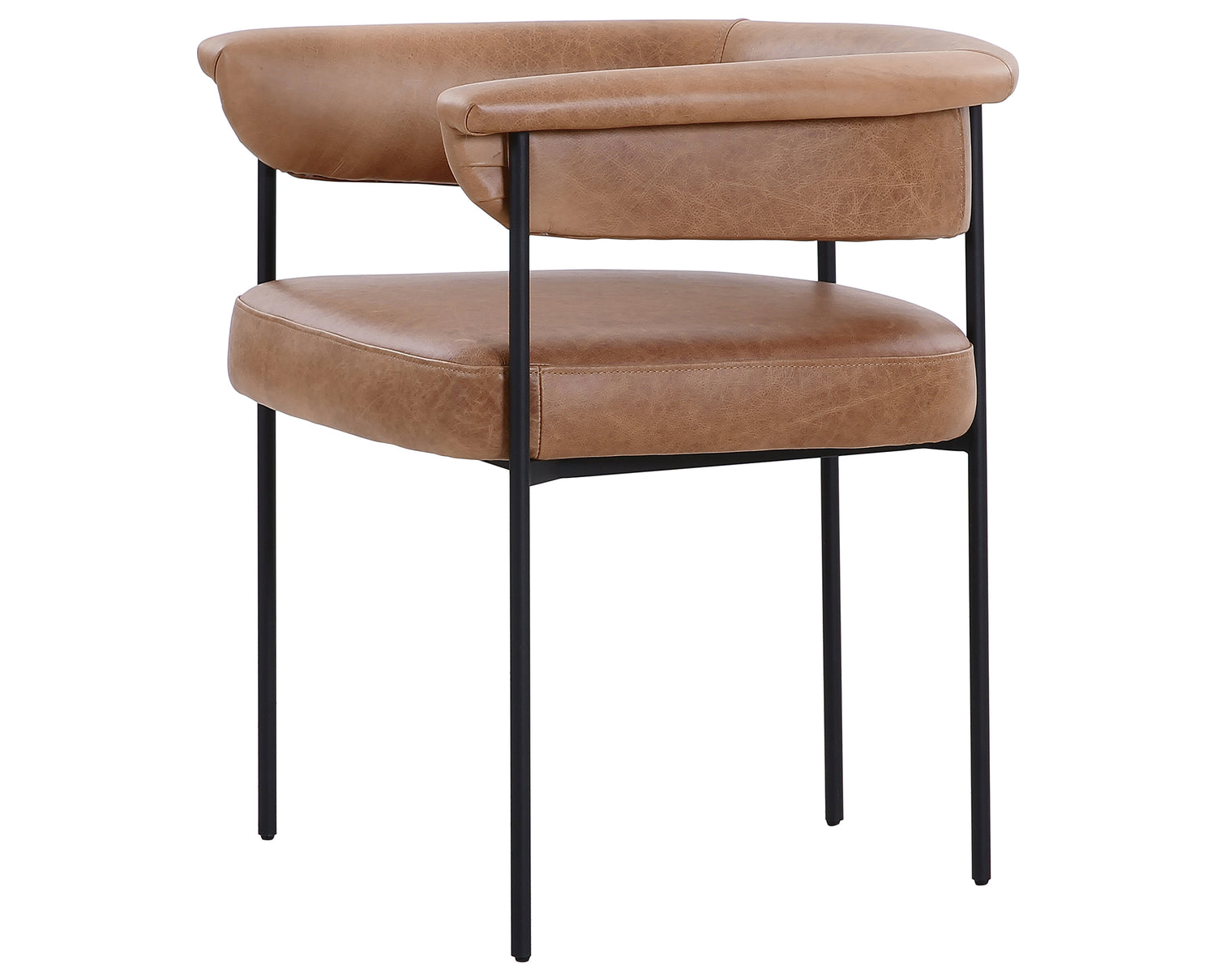 Chaps Saddle Leather with Matte Black Iron | Carrie Dining Chair | Valley Ridge Furniture