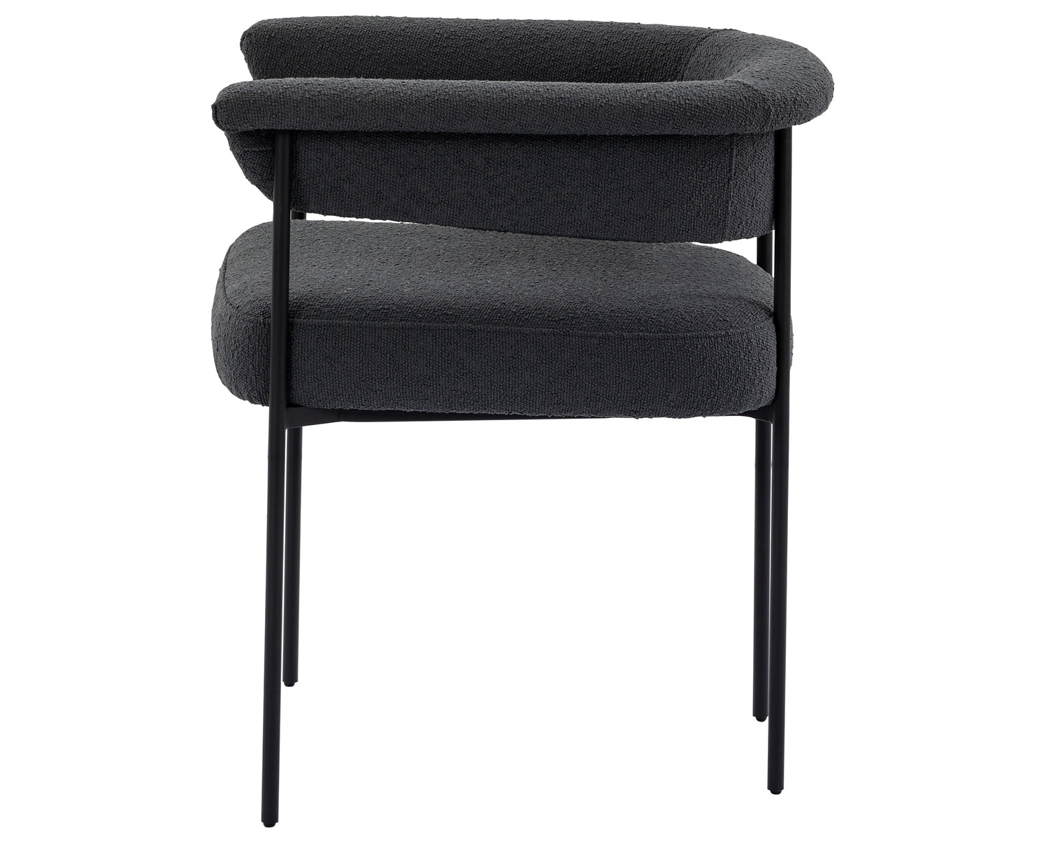 Fiqa Boucle Slate Fabric with Matte Black Iron | Carrie Dining Chair | Valley Ridge Furniture
