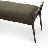 Modern Velvet Loden Fabric & Burnt Oak with Carbon Black Stainless Steel | Charlotte Bench | Valley Ridge Furniture