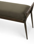Modern Velvet Loden Fabric & Burnt Oak with Carbon Black Stainless Steel | Charlotte Bench | Valley Ridge Furniture