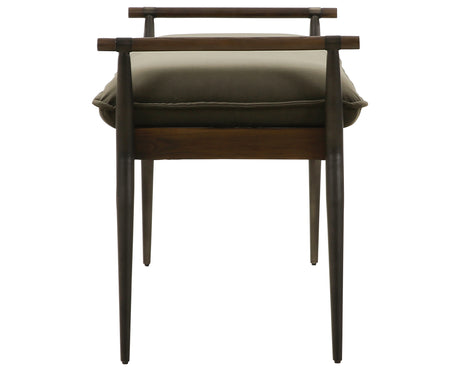 Modern Velvet Loden Fabric & Burnt Oak with Carbon Black Stainless Steel | Charlotte Bench | Valley Ridge Furniture