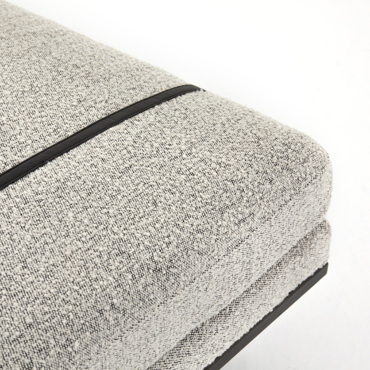 Knoll Domino Fabric & Gunmetal Iron with Umber Black Leather | Harris Accent Bench | Valley Ridge Furniture