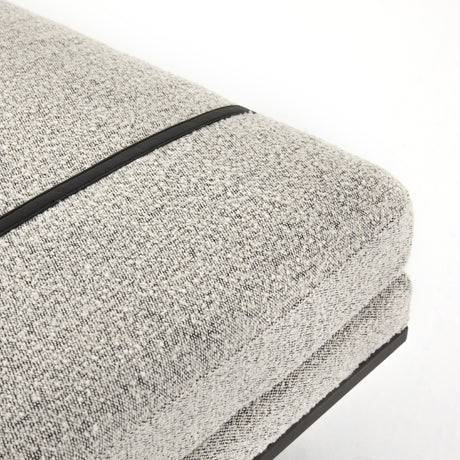 Knoll Domino Fabric & Gunmetal Iron with Umber Black Leather | Harris Accent Bench | Valley Ridge Furniture