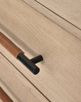 Yucca Oak Veneer & Yucca Oak with Chaps Sand Leather & Gunmetal Iron | Rosedale 6 Drawer Nightstand | Valley Ridge Furniture