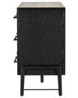 Ebony Oak Veneer & Ebony Oak with Chaps Sand Leather & Gunmetal Iron | Rosedale 6 Drawer Dresser | Valley Ridge Furniture