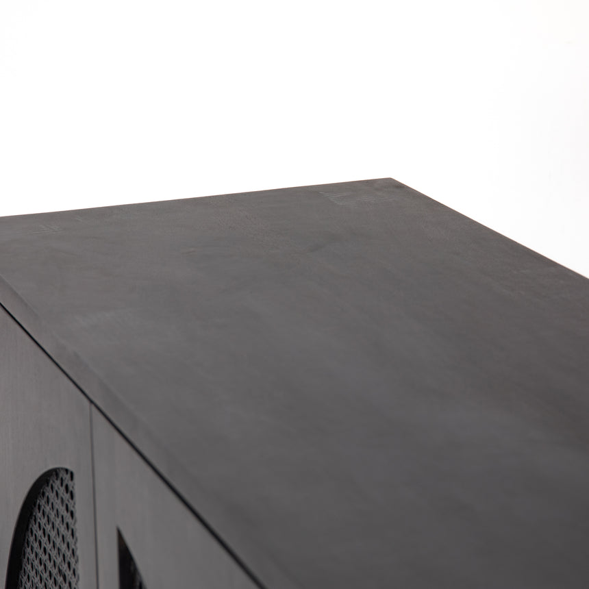 Black Wash Mango & Black Circle Cane with Black Iron | Tilda Sideboard | Valley Ridge Furniture