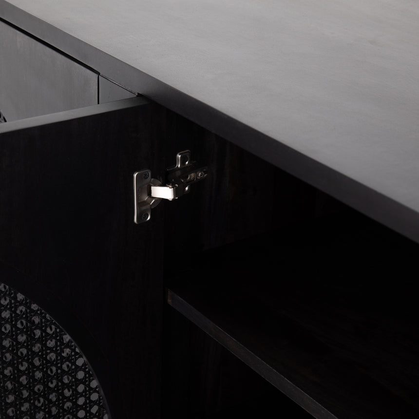 Black Wash Mango & Black Circle Cane with Black Iron | Tilda Sideboard | Valley Ridge Furniture