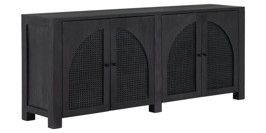 Black Wash Mango & Black Circle Cane with Black Iron | Tilda Sideboard | Valley Ridge Furniture