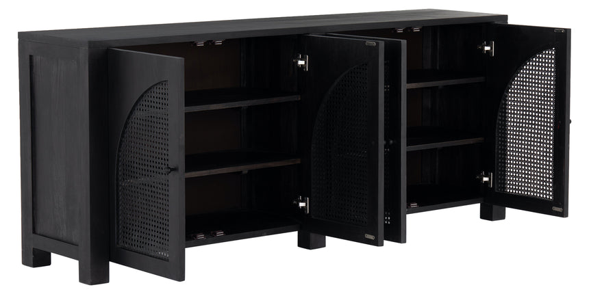 Black Wash Mango & Black Circle Cane with Black Iron | Tilda Sideboard | Valley Ridge Furniture