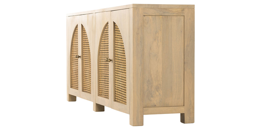 Natural Mango & Natural Circle Cane with Satin Brass Iron | Tilda Sideboard | Valley Ridge Furniture