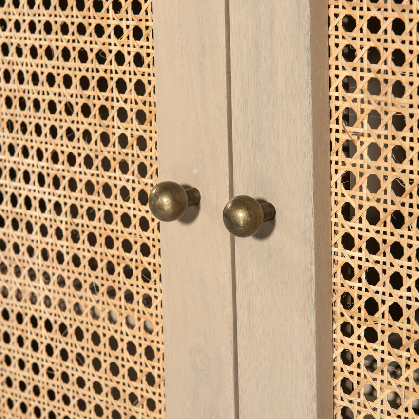 Natural Mango & Natural Circle Cane with Satin Brass Iron | Tilda Sideboard | Valley Ridge Furniture