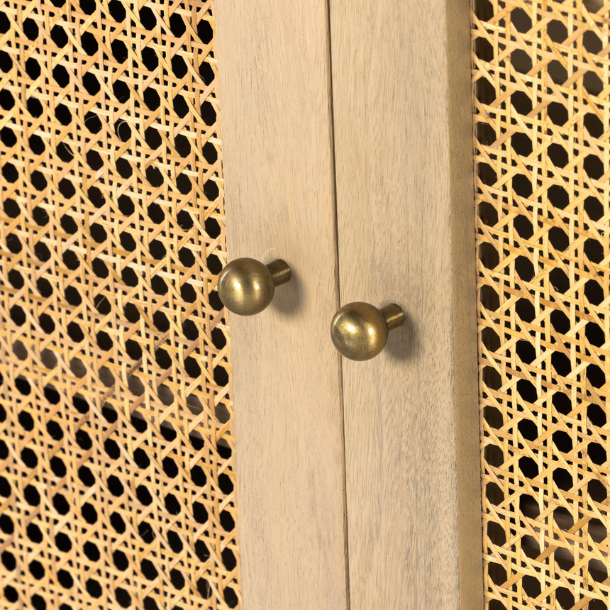 Natural Mango & Natural Circle Cane with Satin Brass Iron | Tilda Sideboard | Valley Ridge Furniture