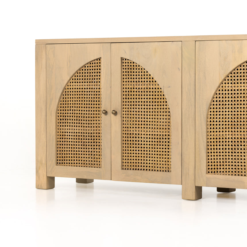 Natural Mango & Natural Circle Cane with Satin Brass Iron | Tilda Sideboard | Valley Ridge Furniture
