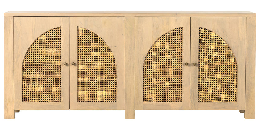Natural Mango & Natural Circle Cane with Satin Brass Iron | Tilda Sideboard | Valley Ridge Furniture