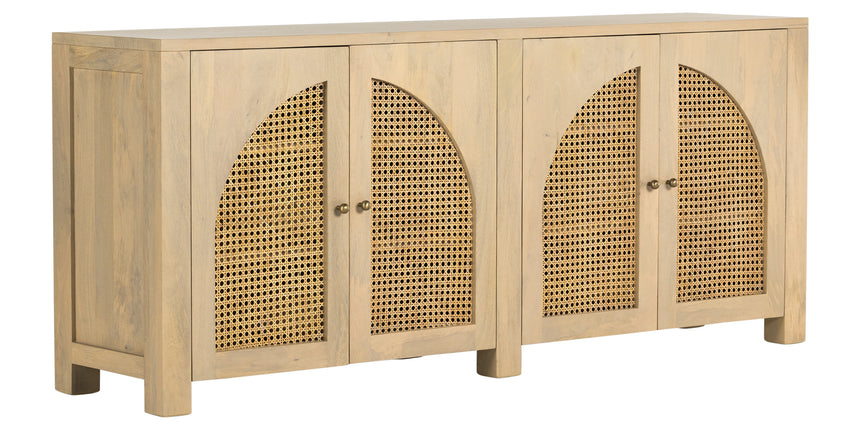 Natural Mango & Natural Circle Cane with Satin Brass Iron | Tilda Sideboard | Valley Ridge Furniture