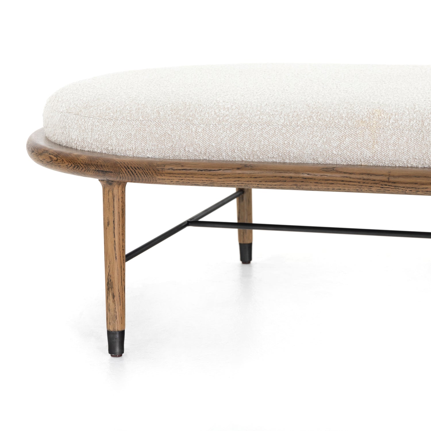 Knoll Natural Fabric & Distressed Sable Ash with Gunmetal Iron | Petra Large Ottoman | Valley Ridge Furniture