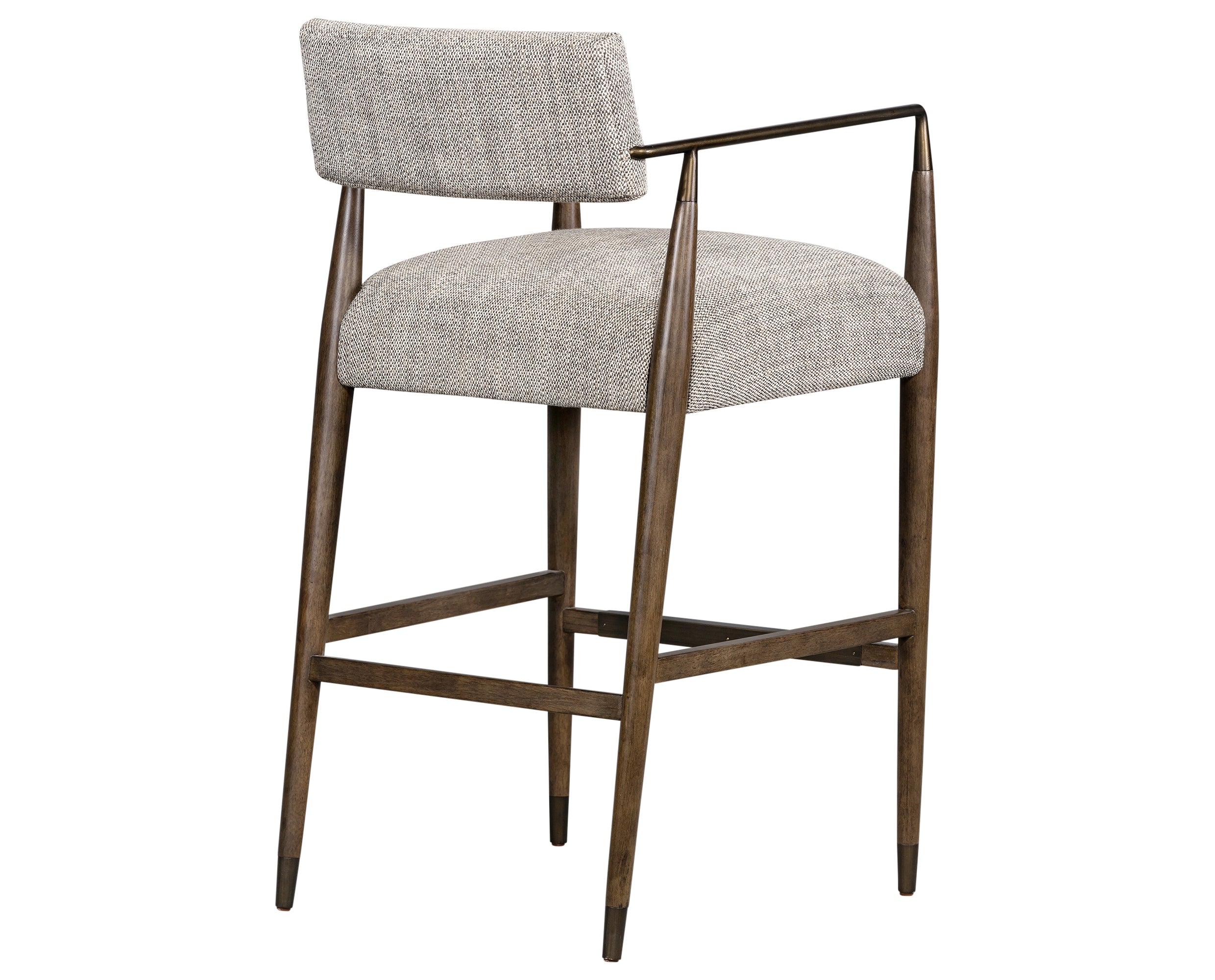 Thames Coal Fabric and Sierra Brown Parawood with Aged Bronze Iron (Bar Height) | Waldon Bar/Counter Stool | Valley Ridge Furniture