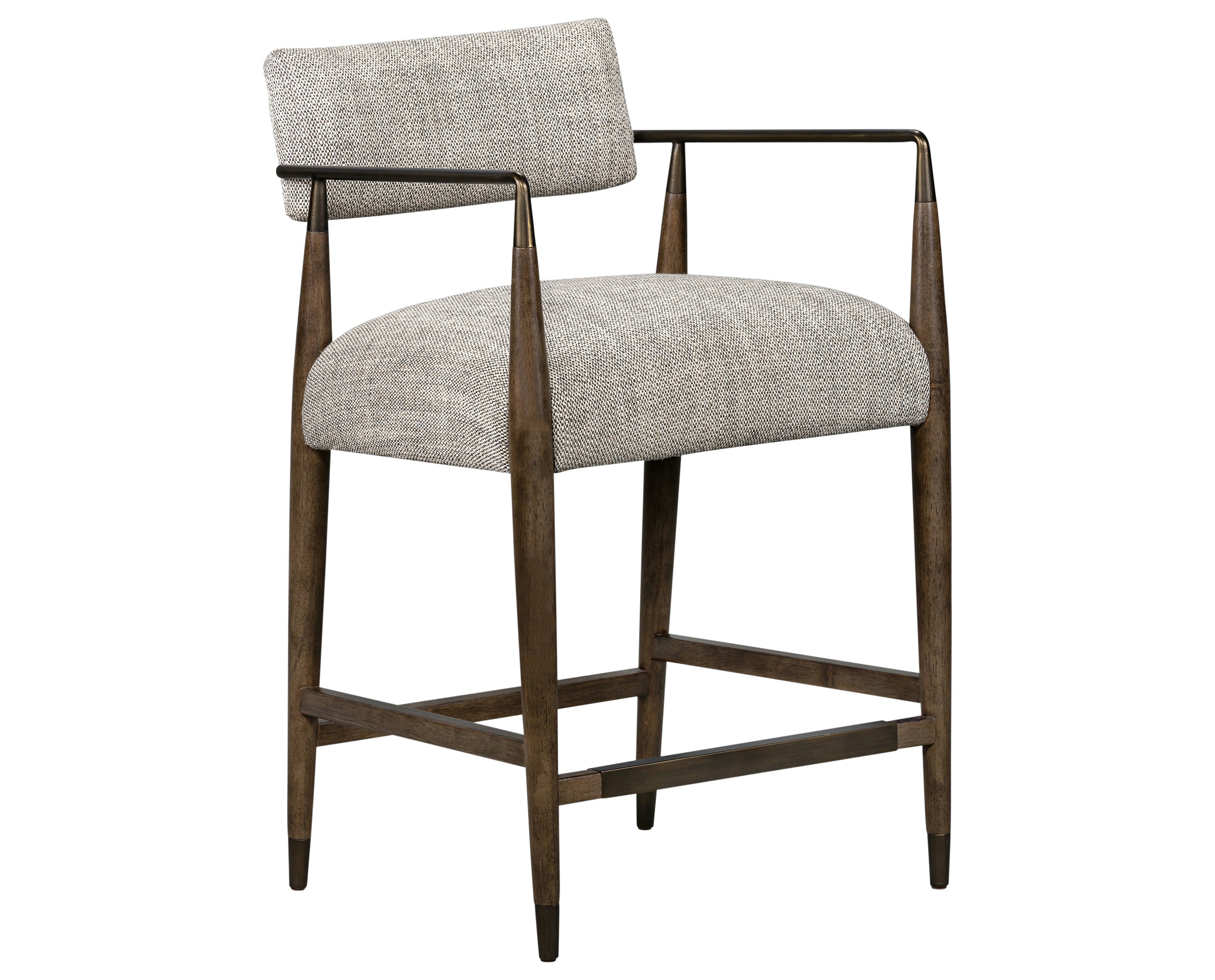 Thames Coal Fabric and Sierra Brown Parawood with Aged Bronze Iron (Counter Height) | Waldon Bar/Counter Stool | Valley Ridge Furniture