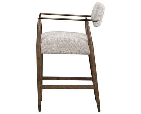 Thames Coal Fabric and Sierra Brown Parawood with Aged Bronze Iron (Counter Height) | Waldon Bar/Counter Stool | Valley Ridge Furniture