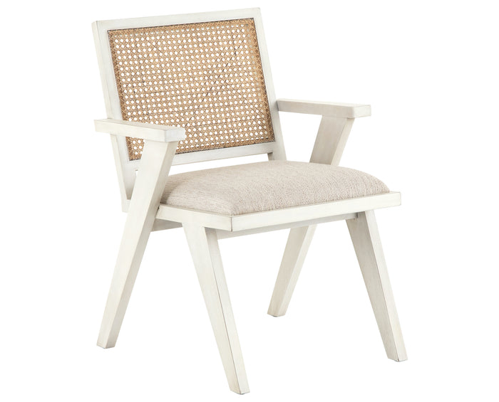 Avant Natural Fabric & Distressed Cream Oak with Natural Cane | Flora Dining Chair | Valley Ridge Furniture