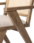 Avant Natural Fabric and Drifted Plank Grey Oak with Natural Cane | Flora Dining Chair | Valley Ridge Furniture