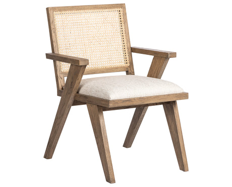 Avant Natural Fabric and Drifted Plank Grey Oak with Natural Cane | Flora Dining Chair | Valley Ridge Furniture