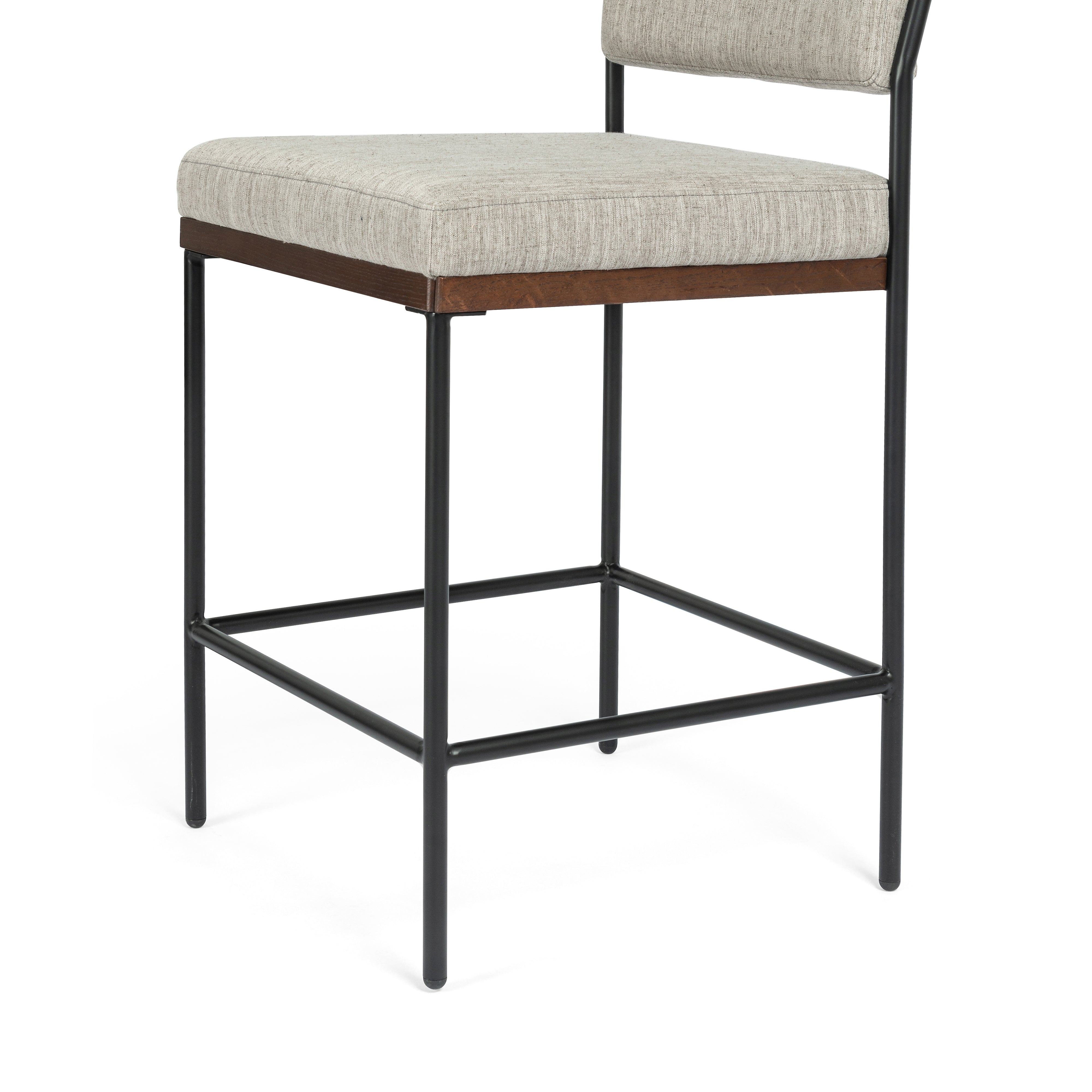 Savile Flannel Fabric and Almond Nettlewood with Midnight Iron (Counter Height) | Benton Bar/Counter Stool | Valley Ridge Furniture