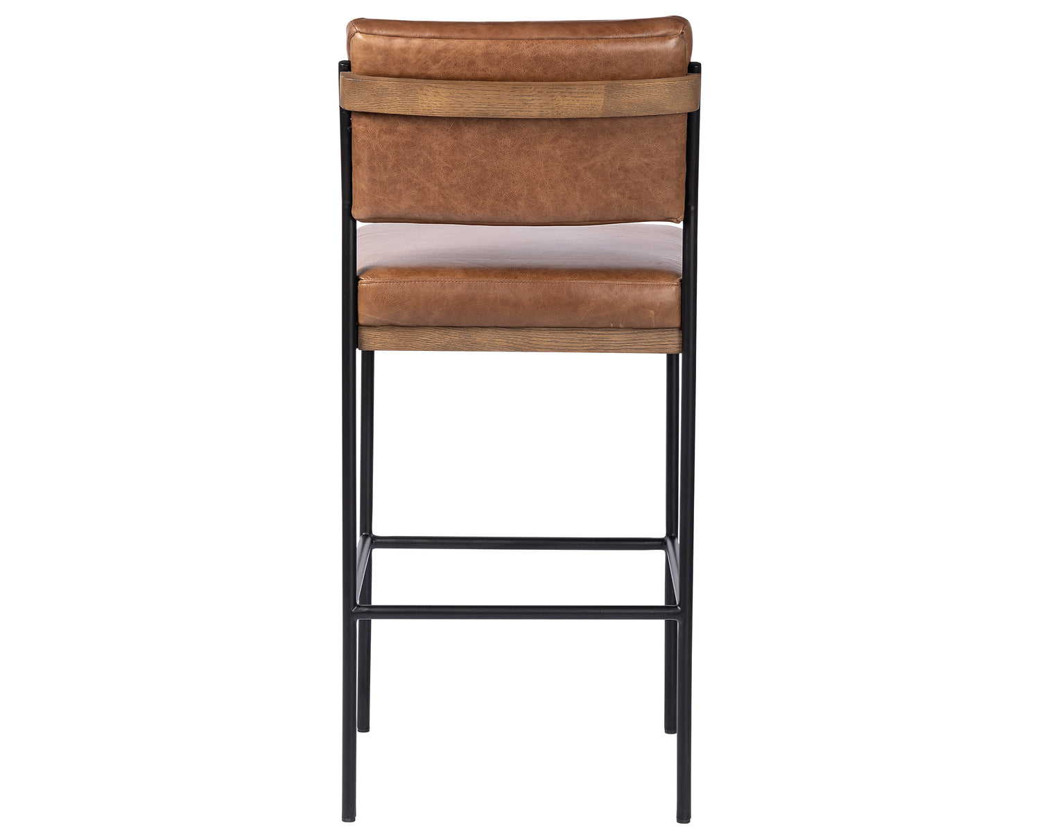 Sonoma Chestnut Leather & Drifted Oak with Midnight Iron (Bar Height) | Benton Bar/Counter Stool | Valley Ridge Furniture