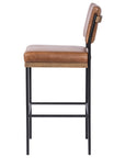 Sonoma Chestnut Leather and Drifted Oak with Midnight Iron (Bar Height) | Benton Bar/Counter Stool | Valley Ridge Furniture