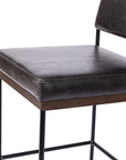 Sonoma Black Leather and Burnt Nettlewood with Midnight Iron (Bar Height) | Benton Bar/Counter Stool | Valley Ridge Furniture