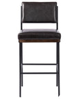 Sonoma Black Leather and Burnt Nettlewood with Midnight Iron (Counter Height) | Benton Bar/Counter Stool | Valley Ridge Furniture