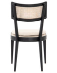 Savile Flax Fabric and Brushed Ebony Nettlewood with Natural Cane | Britt Dining Chair | Valley Ridge Furniture