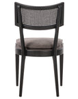 Savile Charcoal Fabric and Brushed Ebony Nettlewood with Brushed Ebony Cane | Britt Dining Chair | Valley Ridge Furniture