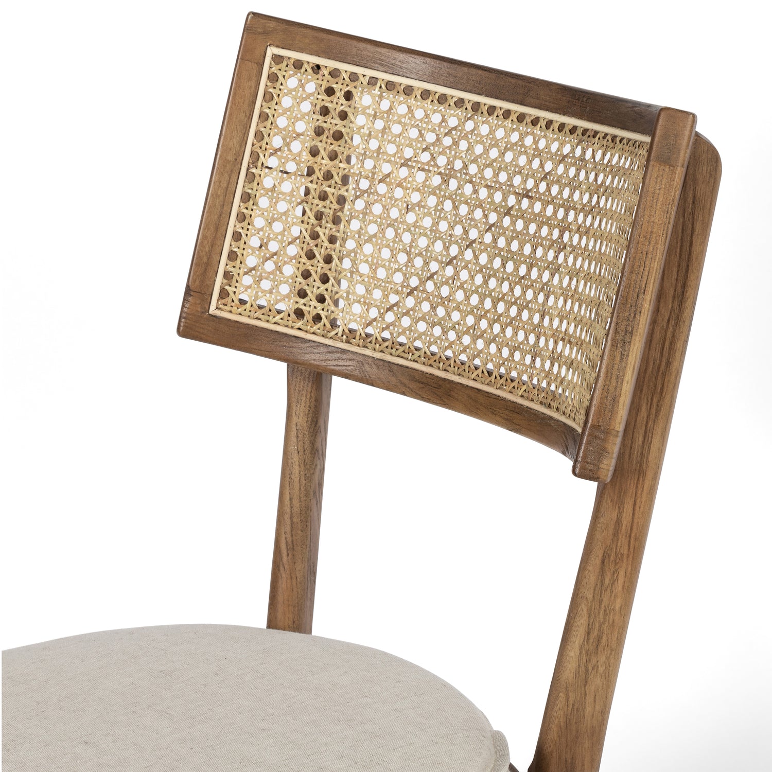 Savile Flax Fabric and Toasted Nettlewood with Natural Cane | Britt Dining Chair | Valley Ridge Furniture